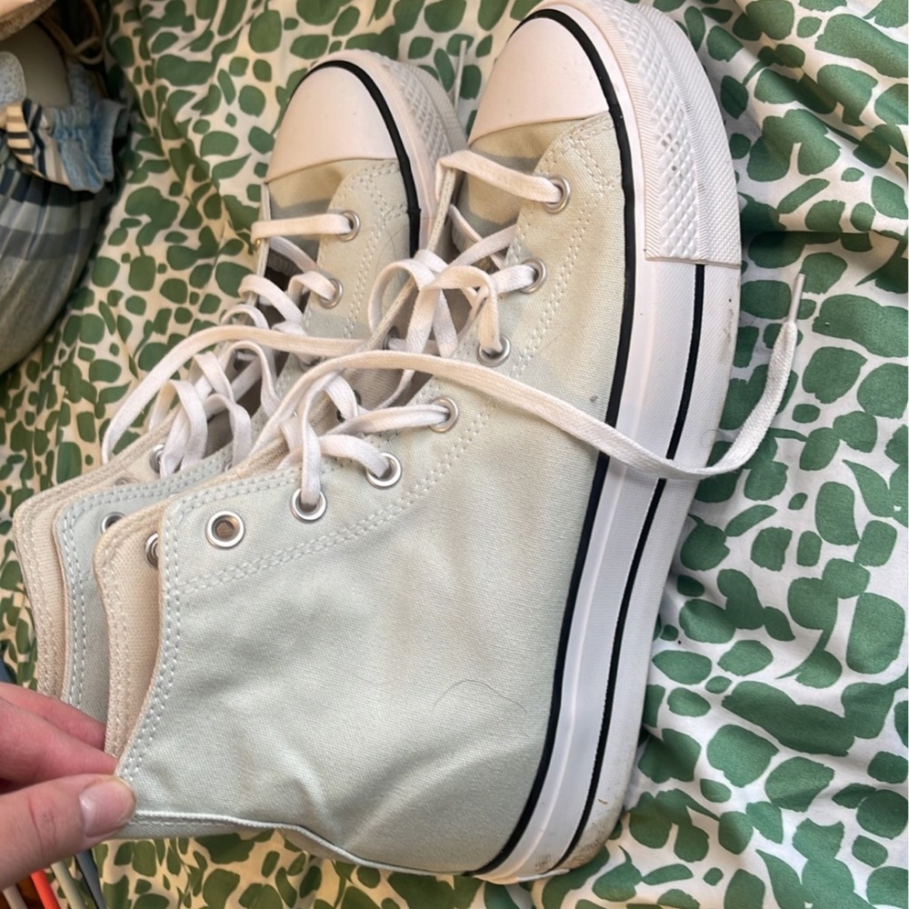 Sage green platform converse